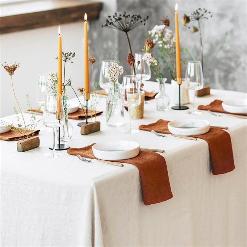 Hot Sale Custom Nature Plain Woven Cloth Pure Blend Cotton Linen Napkin For Restaurant Party Wedding