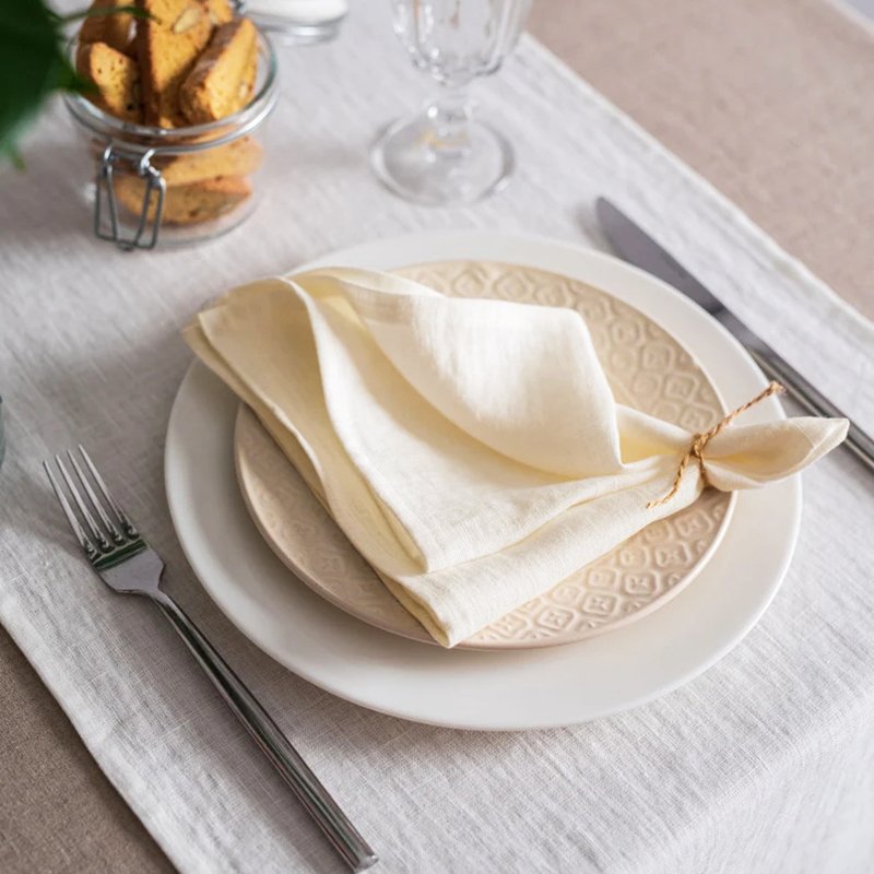 Hot Sale Custom Nature Plain Woven Cloth Pure Blend Cotton Linen Napkin For Restaurant Party Wedding