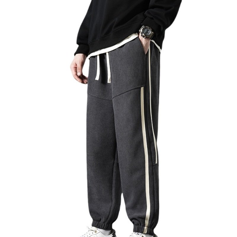 Men's XL Casual Sweatpants Thick Heavyweight Flannel Mid-Rise Trousers Elastic Waist Fitness Style Drawstring Terry High Winter