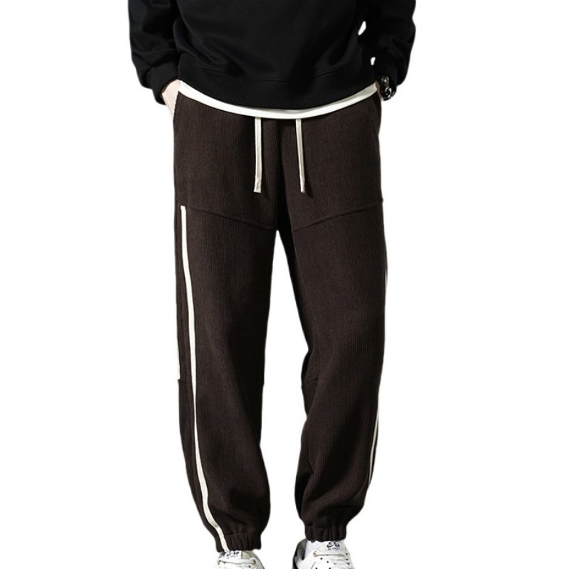 Men's XL Casual Sweatpants Thick Heavyweight Flannel Mid-Rise Trousers Elastic Waist Fitness Style Drawstring Terry High Winter