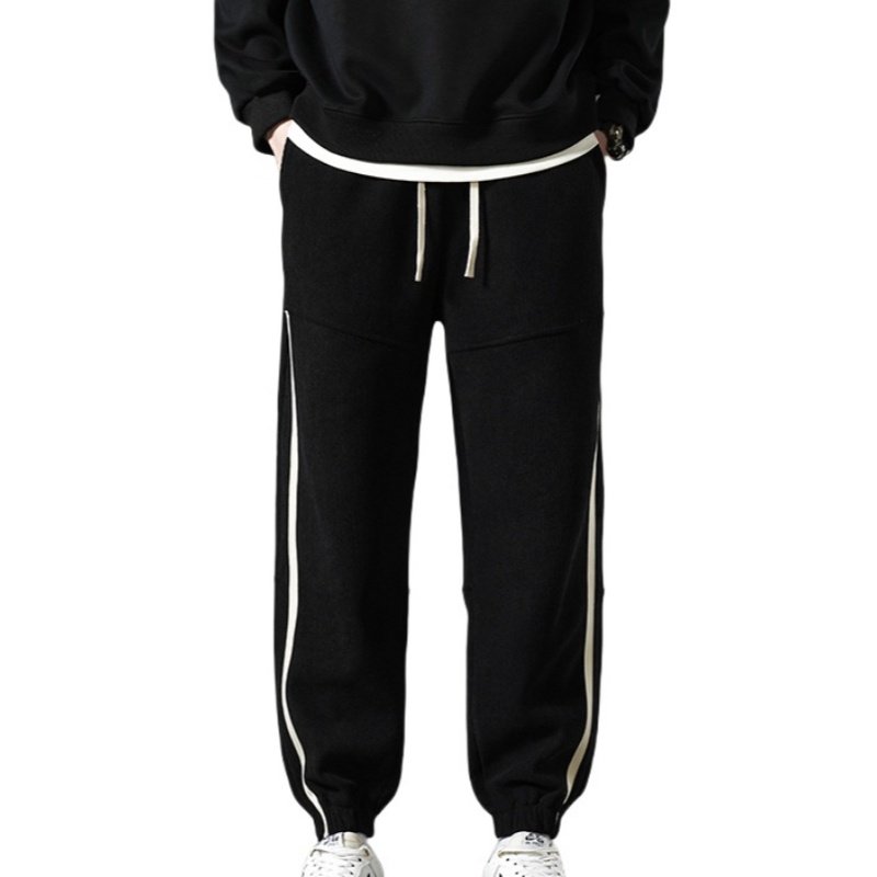 Men's XL Casual Sweatpants Thick Heavyweight Flannel Mid-Rise Trousers Elastic Waist Fitness Style Drawstring Terry High Winter