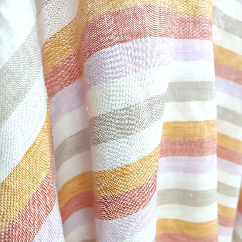 100%Linen Yarn Dyed Striped European Flax Fabric for Dress Skirt Linen Fabric
