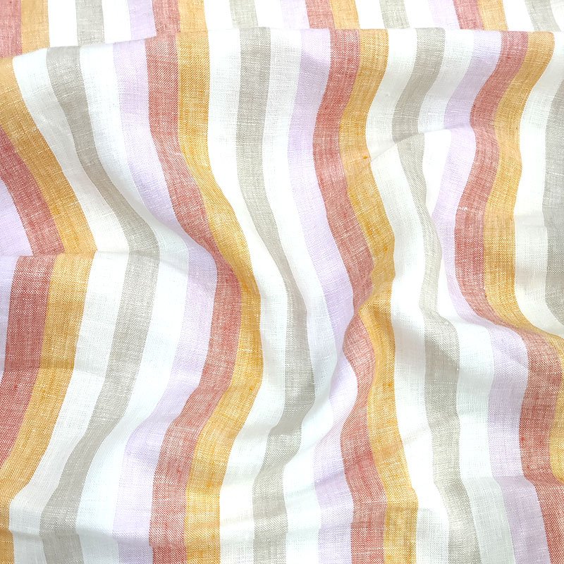 100%Linen Yarn Dyed Striped European Flax Fabric for Dress Skirt Linen Fabric