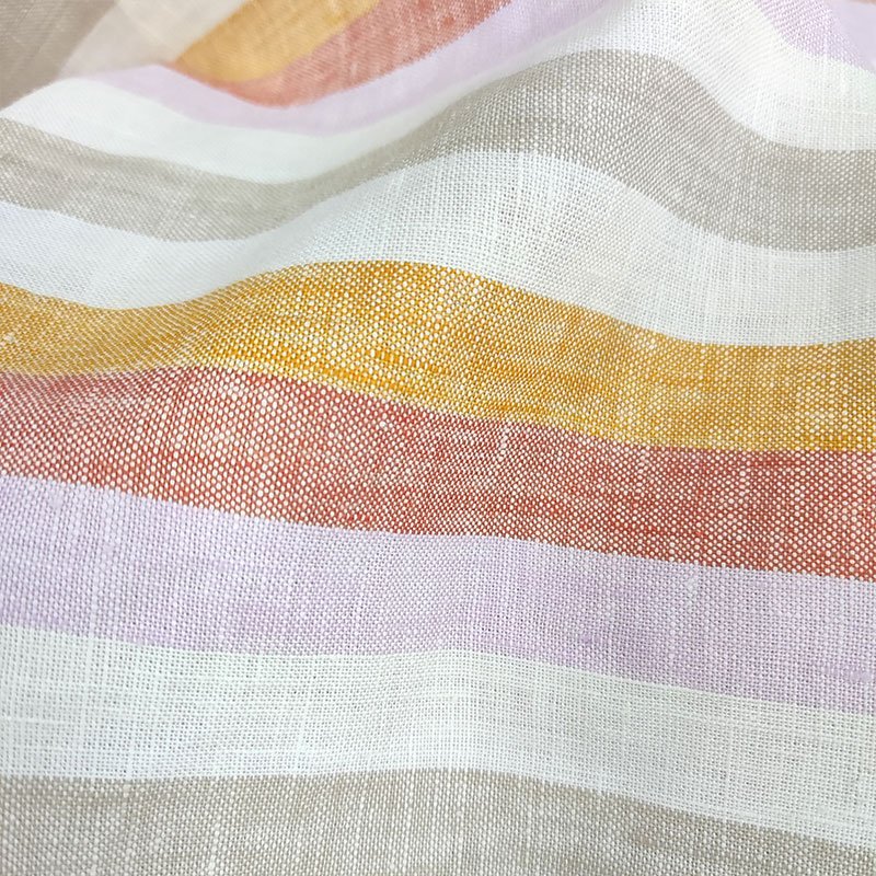 100%Linen Yarn Dyed Striped European Flax Fabric for Dress Skirt Linen Fabric