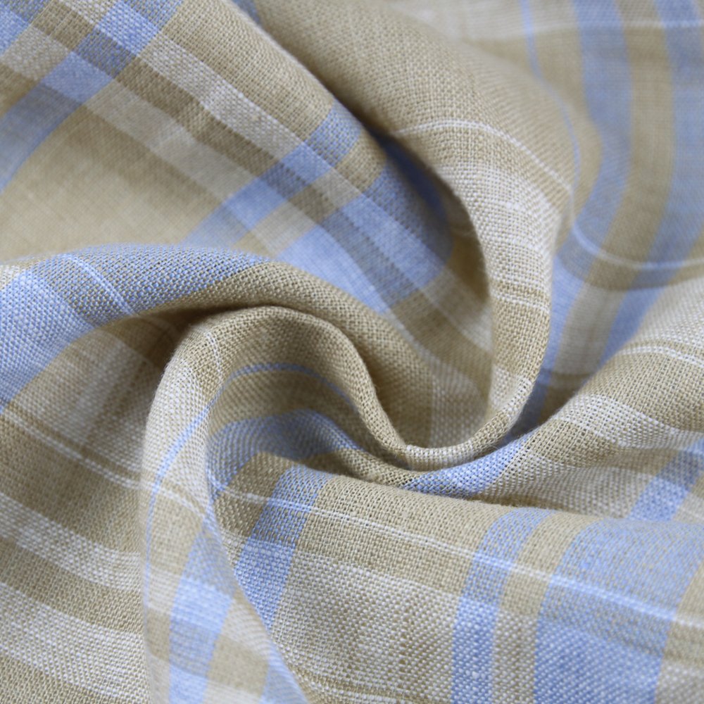 Custom Pure Linen Organic Soft Clothing Skirt Garment Spring Summer Plaid Check Fabric Yarn Dye Linen Check Flax Fabric