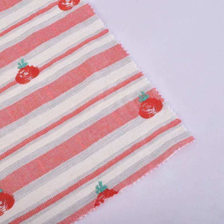 HA-18425 Base 100% linen embroidery 100% polyester yarn dyed with embroidery cotton fabric for embroidery garment