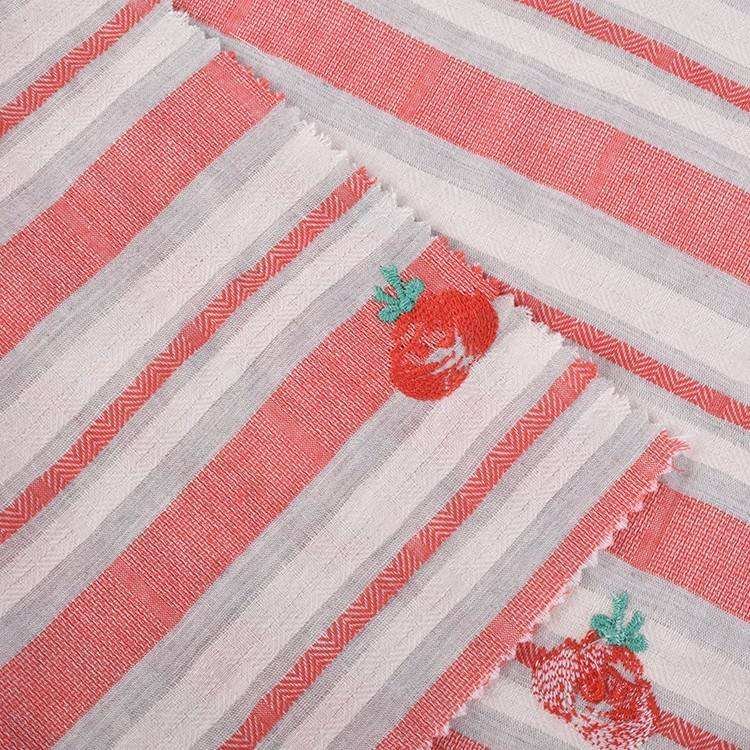 HA-18425 Base 100% linen embroidery 100% polyester yarn dyed with embroidery cotton fabric for embroidery garment