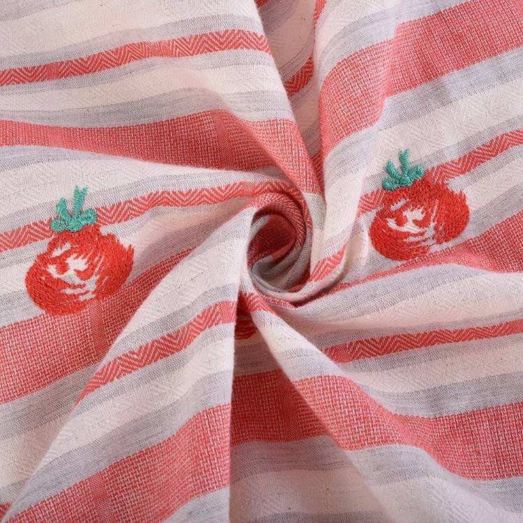 HA-18425 Base 100% linen embroidery 100% polyester yarn dyed with embroidery cotton fabric for embroidery garment