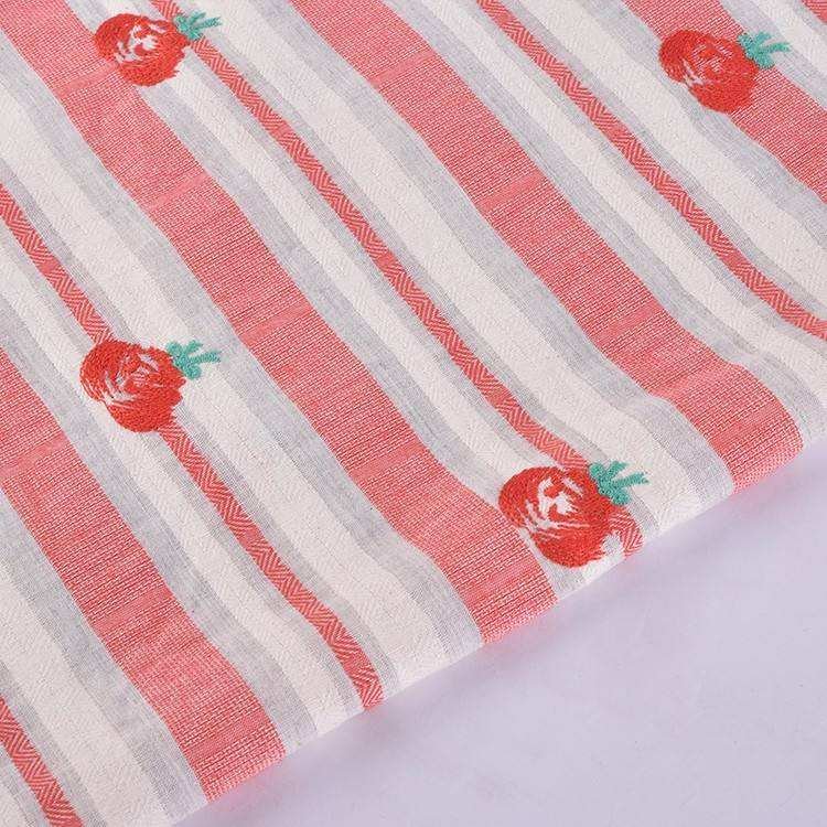 HA-18425 Base 100% linen embroidery 100% polyester yarn dyed with embroidery cotton fabric for embroidery garment