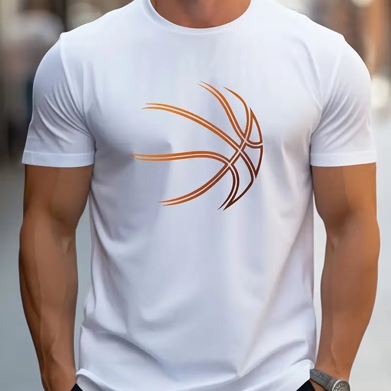 Men's Colorable Pattern T-Shirt for Spring and Summer Regular Edition Letter Printing Solid Color round Neck Short-Sleeved