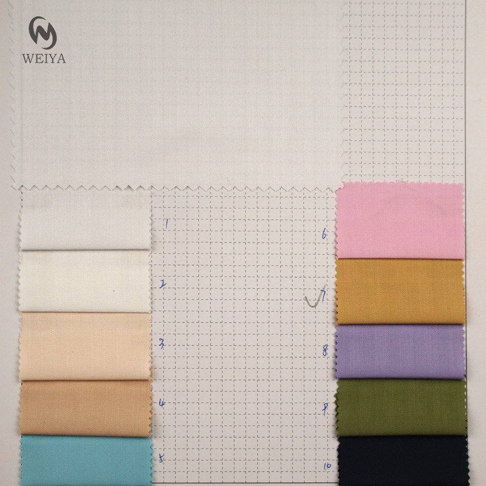 Eco-friendly suit textile filament polyester blended spandex bamboo herringbone material fabric