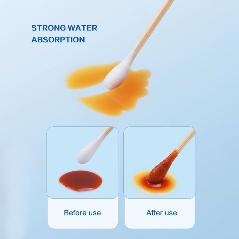 Cotton Swabs Bamboo Sticks For Disinfection 50 Pieces Per Bag 100% Cotton+100% Bamboo Fiber