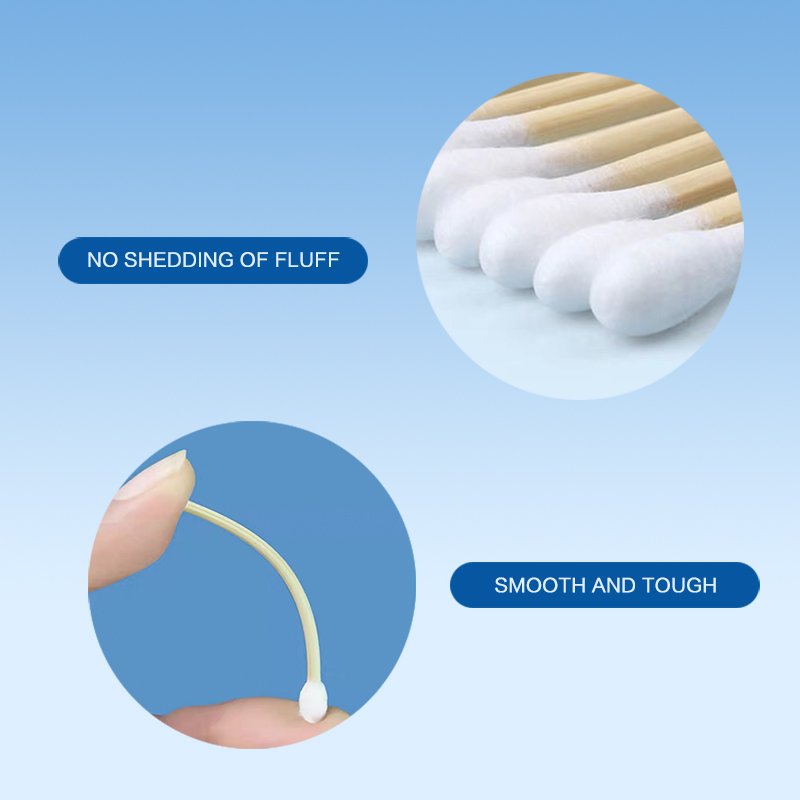 Cotton Swabs Bamboo Sticks For Disinfection 50 Pieces Per Bag 100% Cotton+100% Bamboo Fiber
