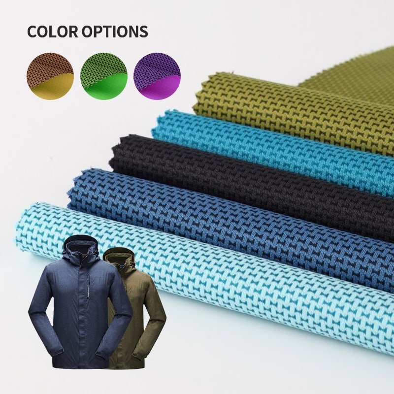 Recyle 100% Polyester Softshell 3-Layer Hiking Fabric 4-Way Stretch Jacquard Woven Windproof Waterproof Outdoor Jacquard