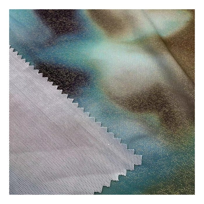 Custom wholesale luxury polyester mesh block print stretch ripstop knit fabrics for clothing women
