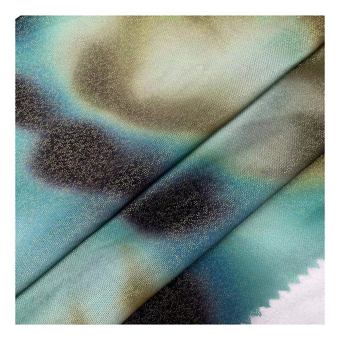 Custom wholesale luxury polyester mesh block print stretch ripstop knit fabrics for clothing women