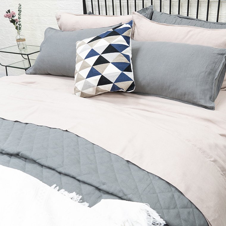 Luxury Quality Size Red Linen Cotton Duvet Cover Bed Sheets Bedding Set