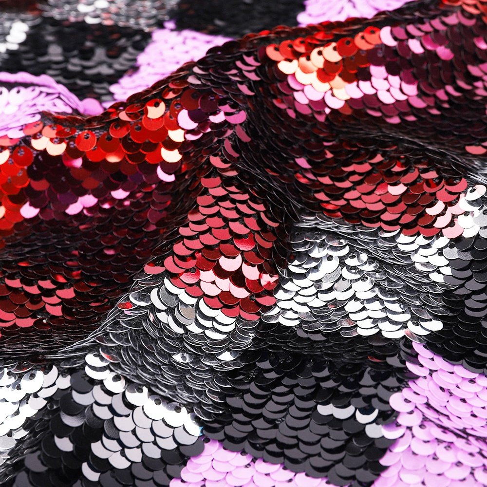 Multicolored Embroidery Square Qeometr Sequin Fabric In Clothing Production