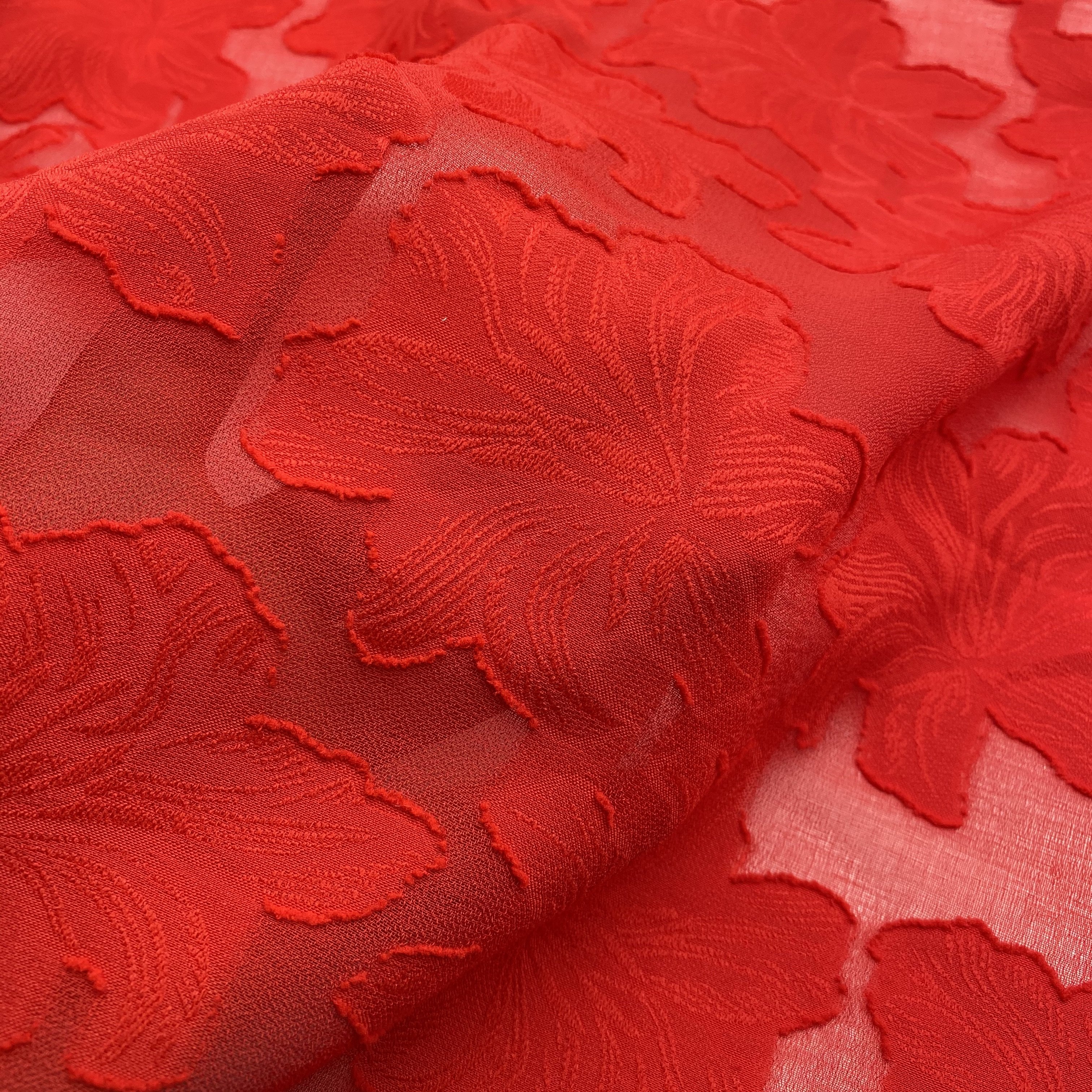 xitong textile suppliers 100% polyester clipped chiffon fabric wholesale flower floral jacquard chiffon polyester for dress