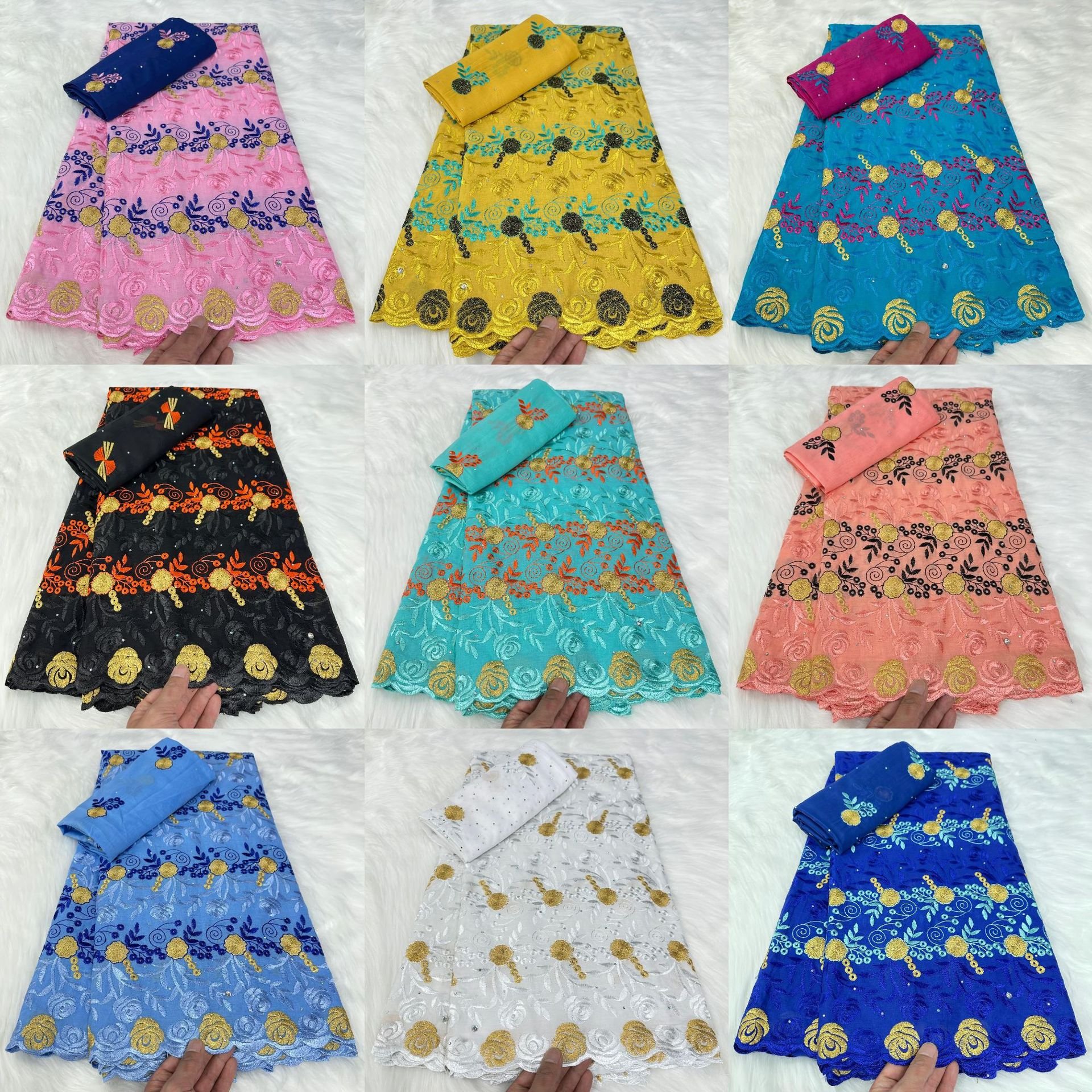 African Modern Traditional Ghana Fabric swiss voile lace embroidered cotton flower lace fabrics for women dress