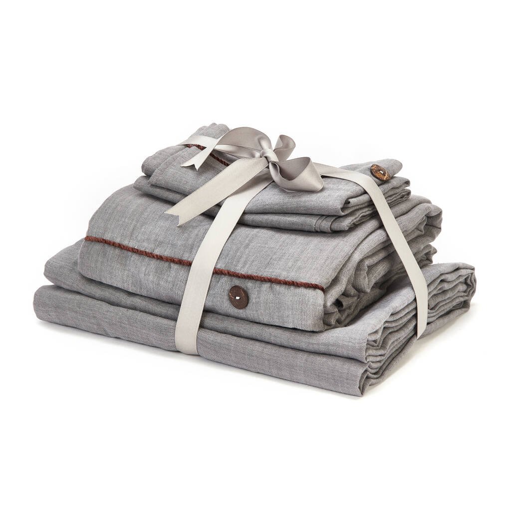 51% Linen 49% Wool Warm Soft 6-piece Bedding Set With Sheet Pillowcase Quilt Cover