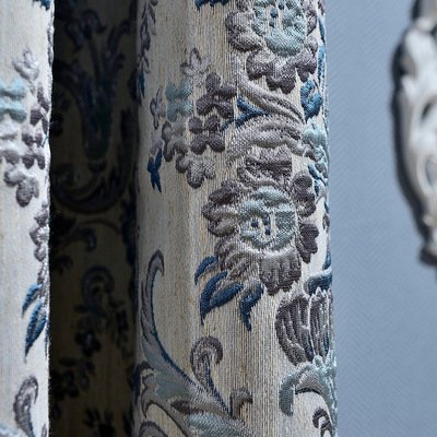 Factory Supply Ready Stock Jacquard Retro Flowers cotton linen polyester fabric luxury sheer curtain fabrics for Home window