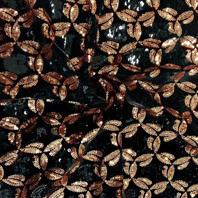 2022Shaoxing textile factory heavy dress black gold flower velvet sequin embroidery fabric