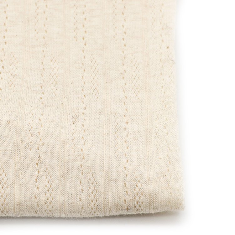 High quality cotton linen hollow pointelle dobby fabric comfortable yarn dyed jacquard knit fabric for sweater
