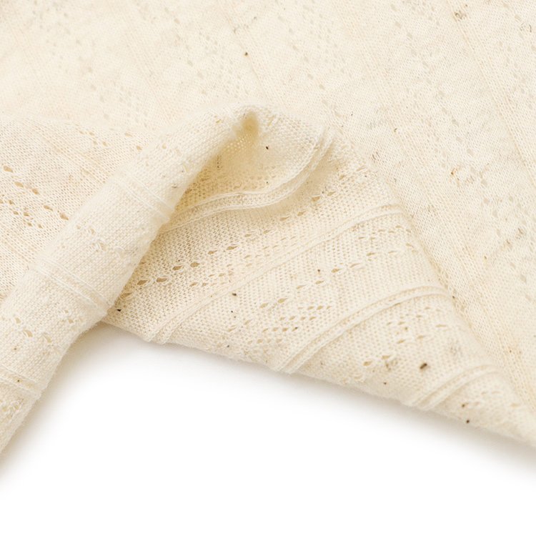 High quality cotton linen hollow pointelle dobby fabric comfortable yarn dyed jacquard knit fabric for sweater