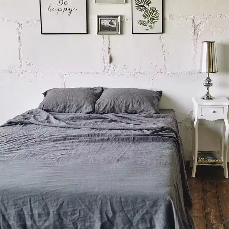 Natural Washed Linen Bedding _ Flax Linen Bed Sheets Set _ Set Natural Linen Sheets - Sheet Set