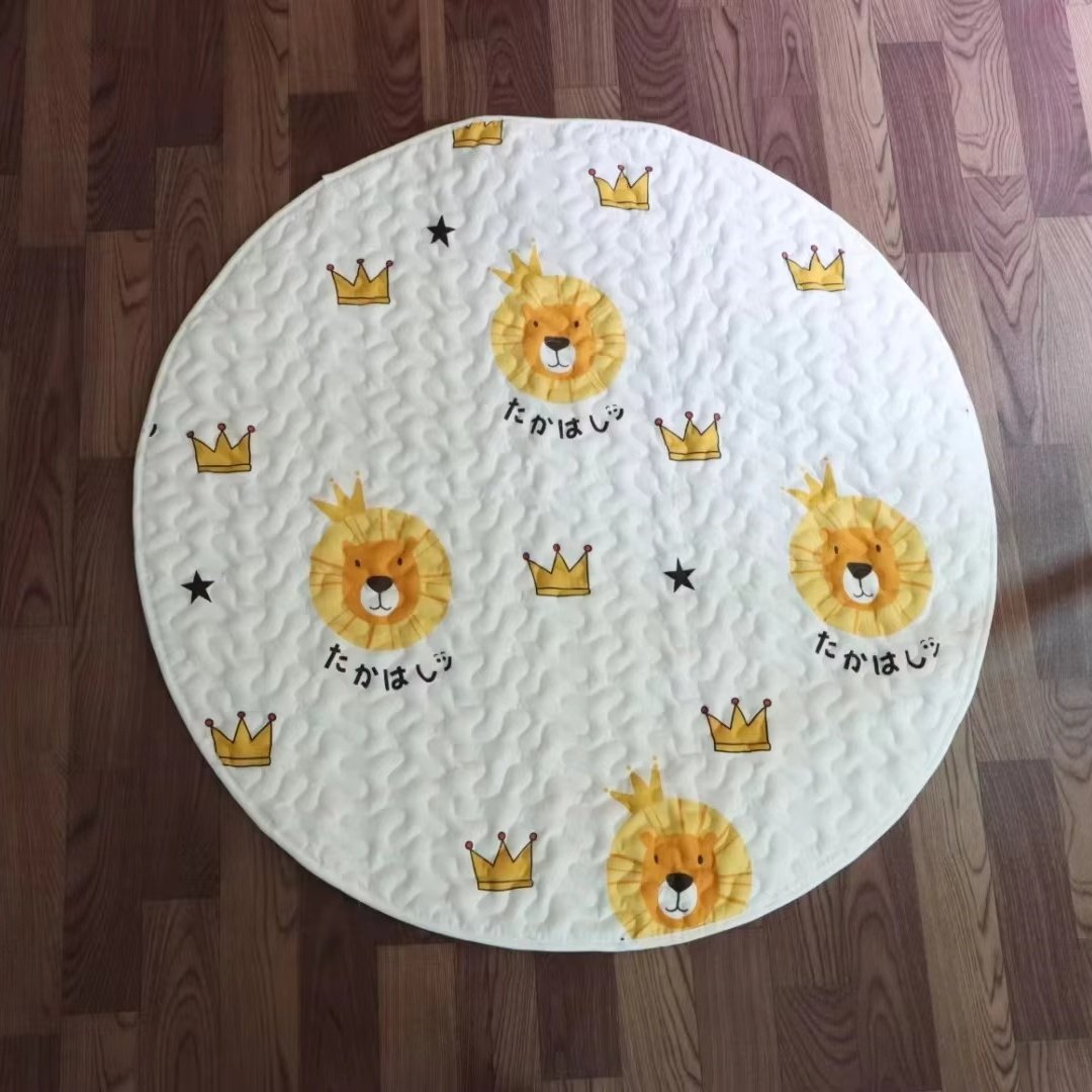 Handmade Natural Organic Linen Cotton Infant Baby Floor Play Mat Skin Friendly Mattress Foldable Picnic Crawling Mat Carpet