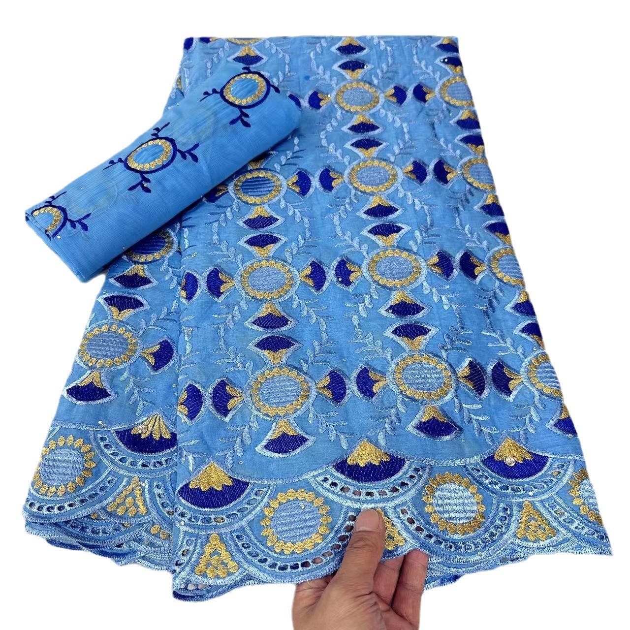 Wedding dress royal blue voile lace fabric african swiss elegant lace fabrics women clothing ghana dress