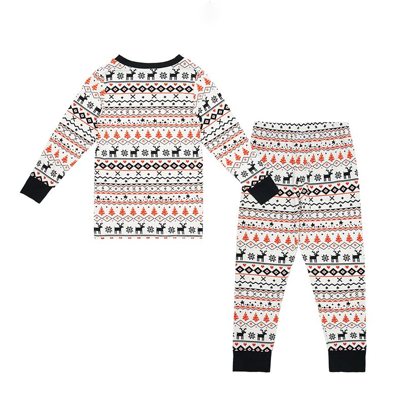 Wholesale Kid Christmas Clothes Custom Printing Organic Bamboo Sleepsuit Cotton Kids Pajamas Two Pieces Children Clothes Set