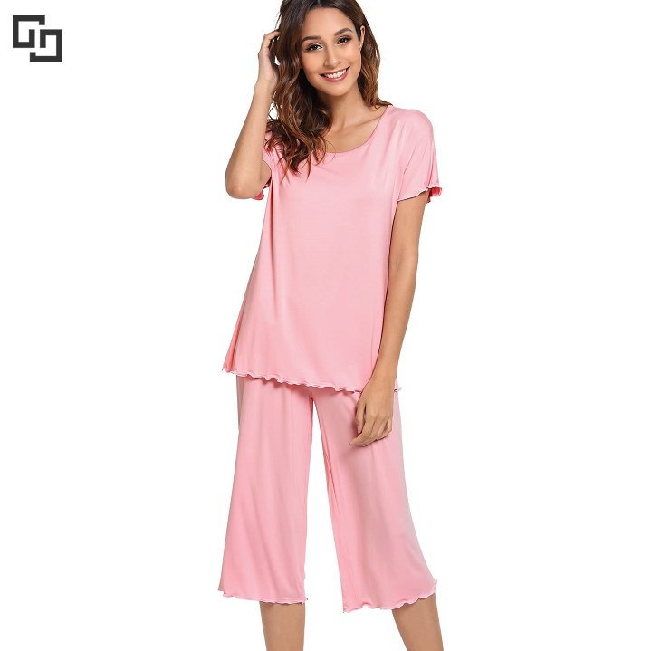 Custom Women's Pajamas Loungewear Women Sets Pyjamas Summer Sleepwear Bamboo Spandex Pajama Night Wear for Women