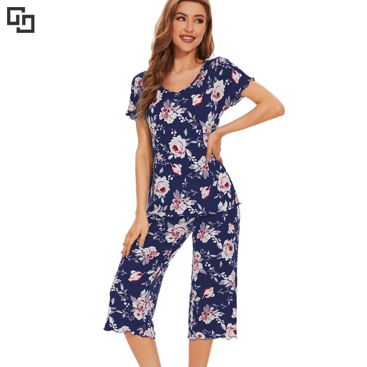 Custom Women's Pajamas Loungewear Women Sets Pyjamas Summer Sleepwear Bamboo Spandex Pajama Night Wear for Women