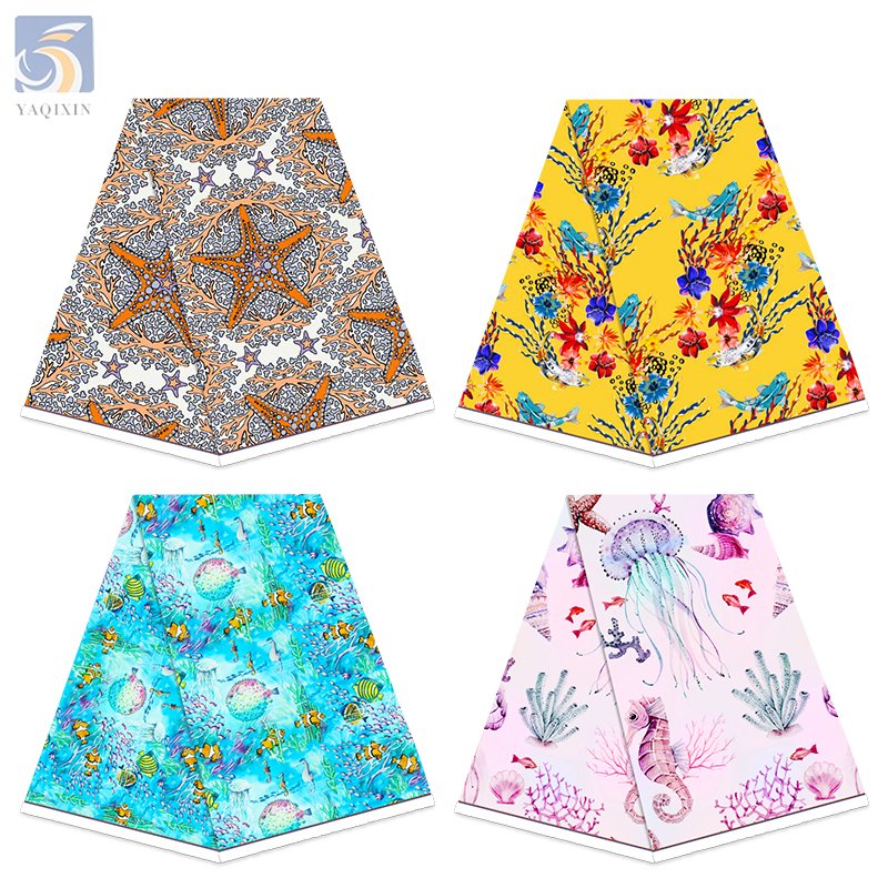 Guangzhou Supplier Wholesale Price Print Polyester Fabric for Dress Sea Star Printed Fabric Eco-Friendly Fabric