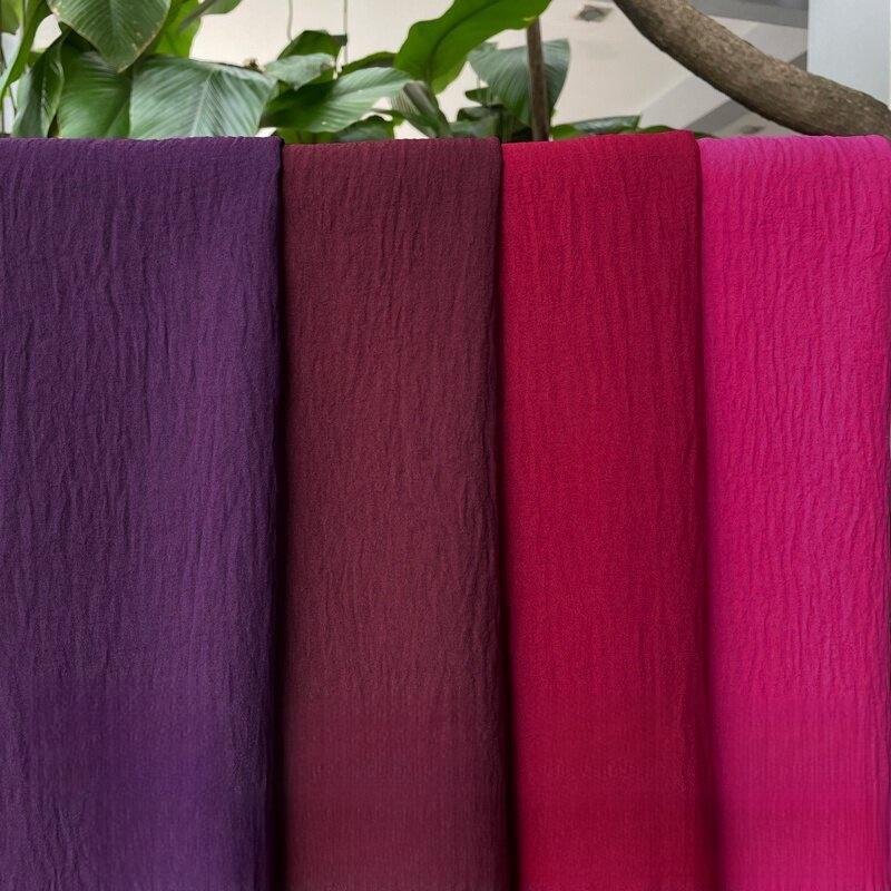 NO MOQ Textile Materials Crinkle Fabric Plain Dyed 100%Polyester Woven Cey Crepe Fabric