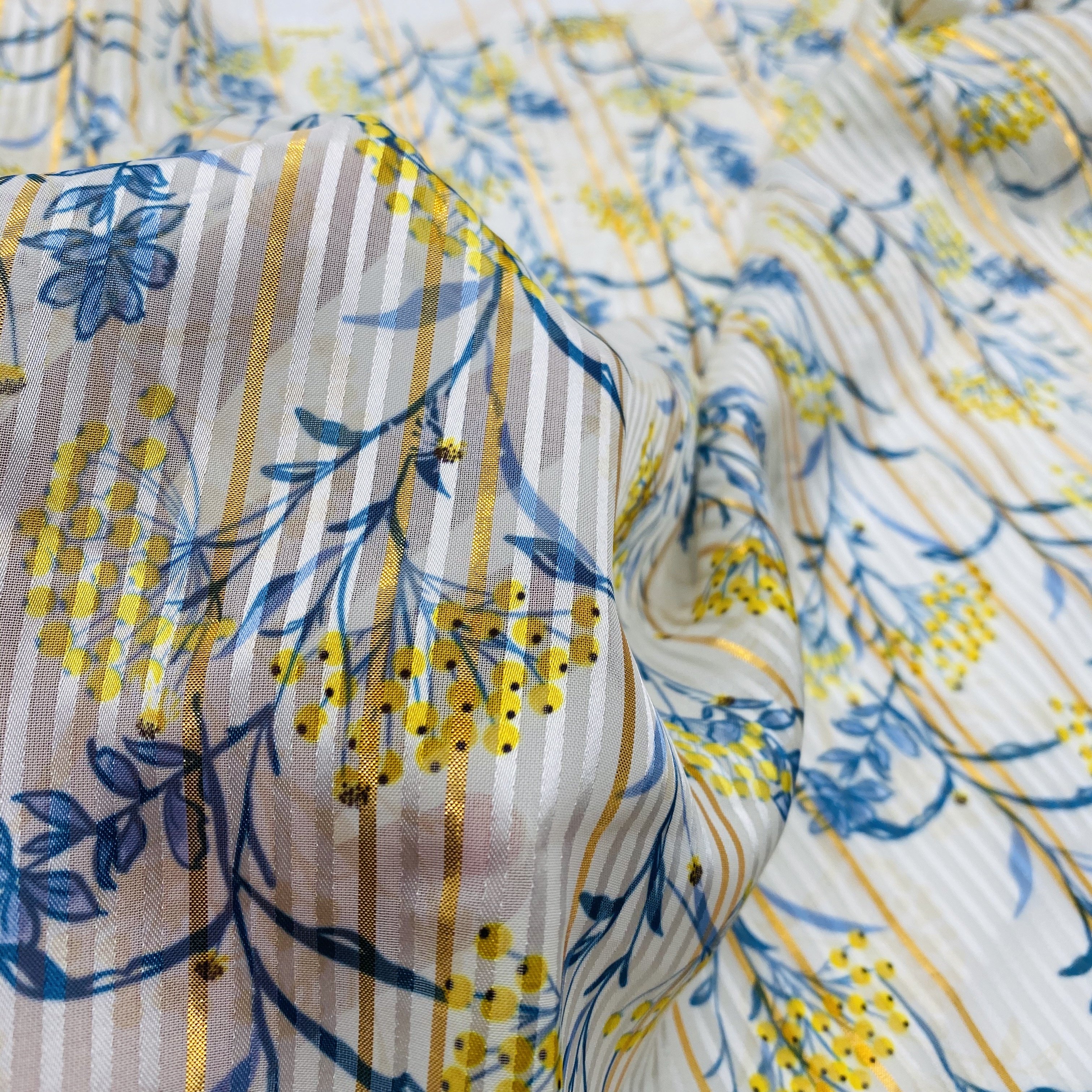 HIGH FASHION PRINTING FABRIC CHIFFON LUREX FABRIC WITH STRIPE FOR GARMENTS