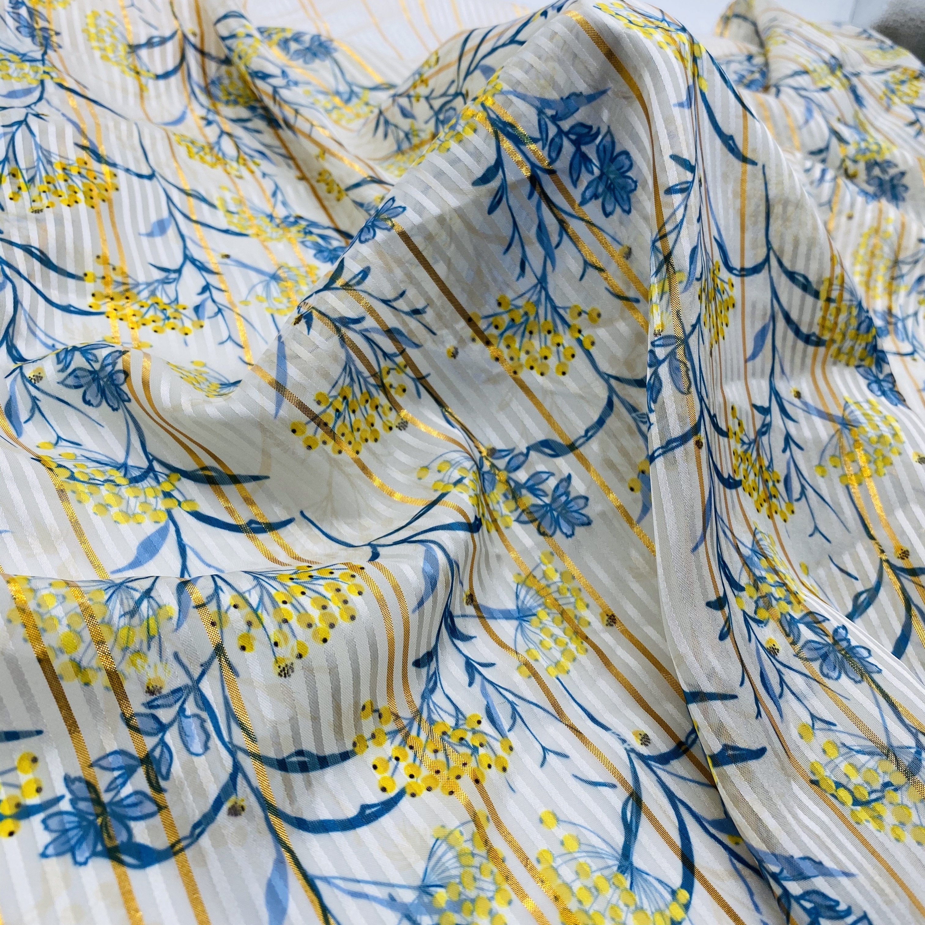 HIGH FASHION PRINTING FABRIC CHIFFON LUREX FABRIC WITH STRIPE FOR GARMENTS