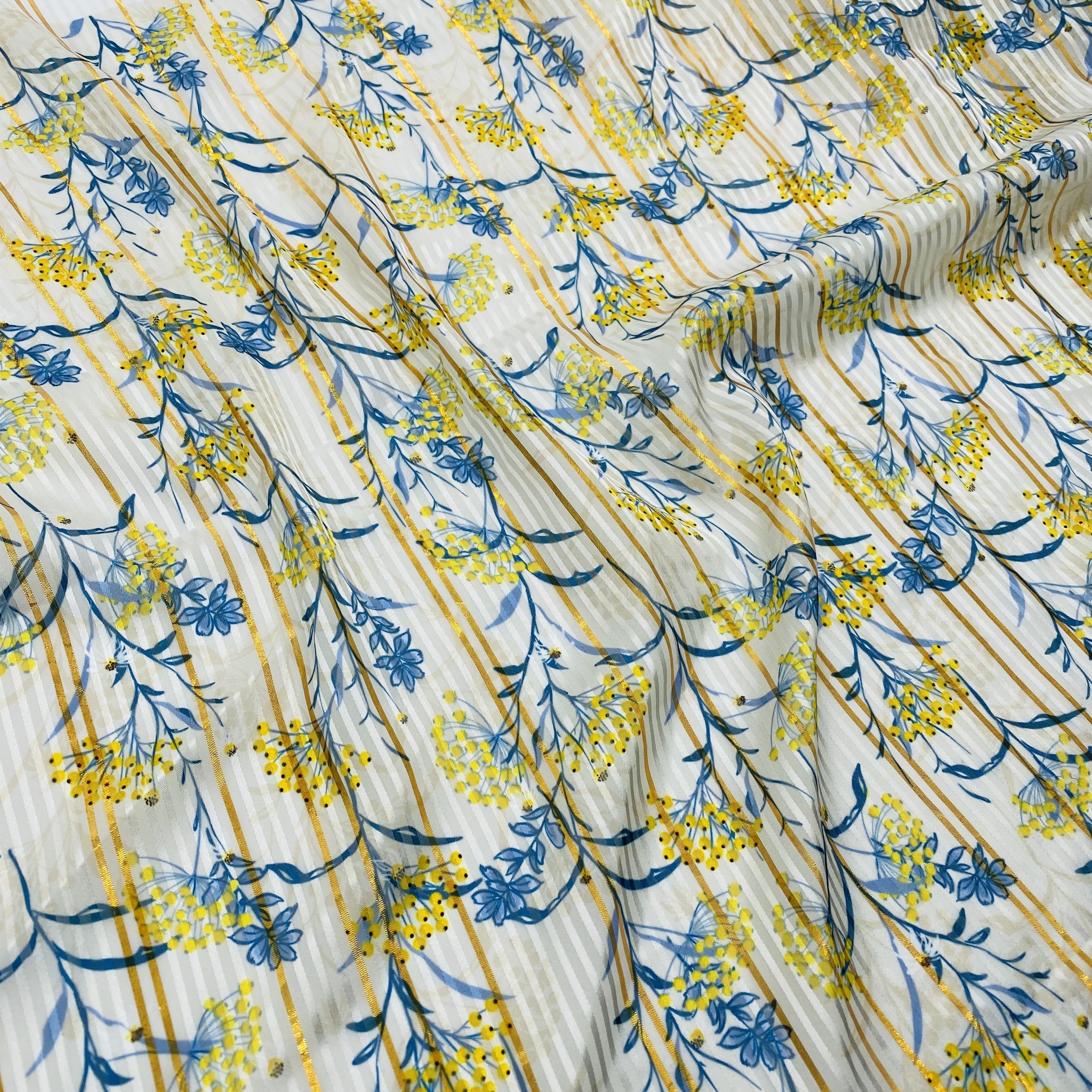 HIGH FASHION PRINTING FABRIC CHIFFON LUREX FABRIC WITH STRIPE FOR GARMENTS