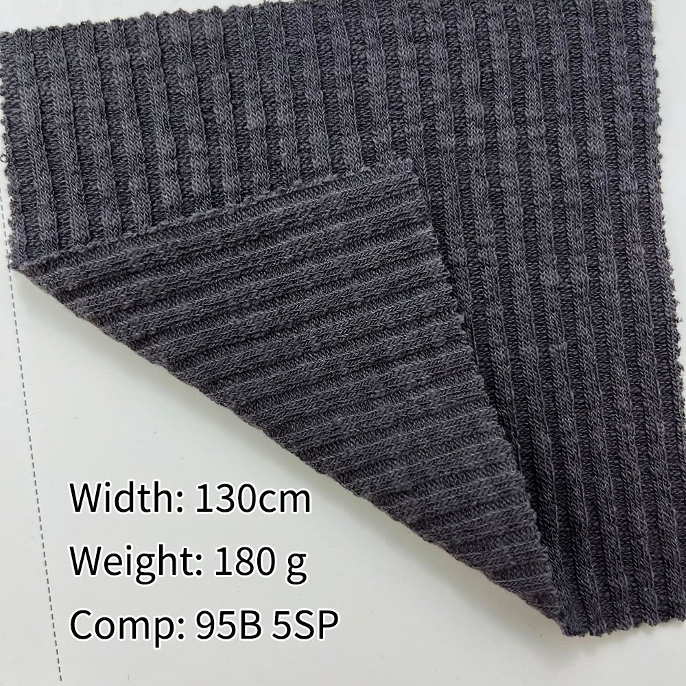 Premium Korean bamboo fiber fabric 180g base shirt fabric 95% bamboo 5% spandex elastic ribbed fabric for garment