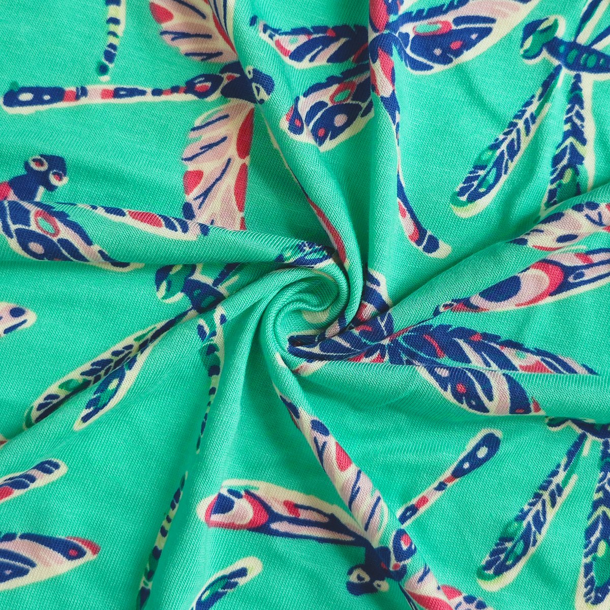 Custom Wholesale Anti-Bacteria 70% Bamboo 30% Cotton Dragonfly Printed Single Jersey Fabric For Women Clothing