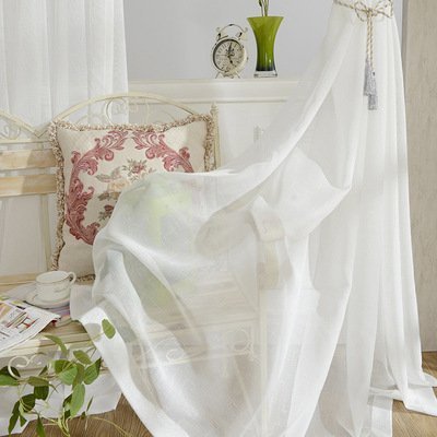 Bomar Factory Supply White Cotton Linen Tulle Voile Curtain Sheer For Living room Crisscross Voile Faux Linen Sheer for Window