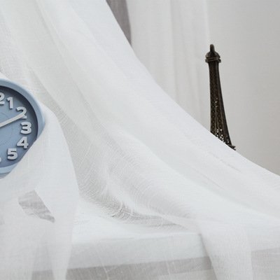 Bomar Factory Supply White Cotton Linen Tulle Voile Curtain Sheer For Living room Crisscross Voile Faux Linen Sheer for Window