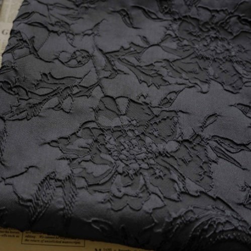 New popular Classic Black Vintage French Bouquet Upholstery Fabric Women's Big Flower Art Style Wrinkle