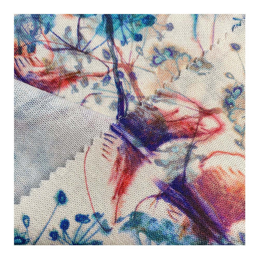 Bulk Wholesale Breathable Multi Colors Digital Printed Soft 30% Rayon 70% Linen Fabric Print Linen Viscose Clothing Fabric