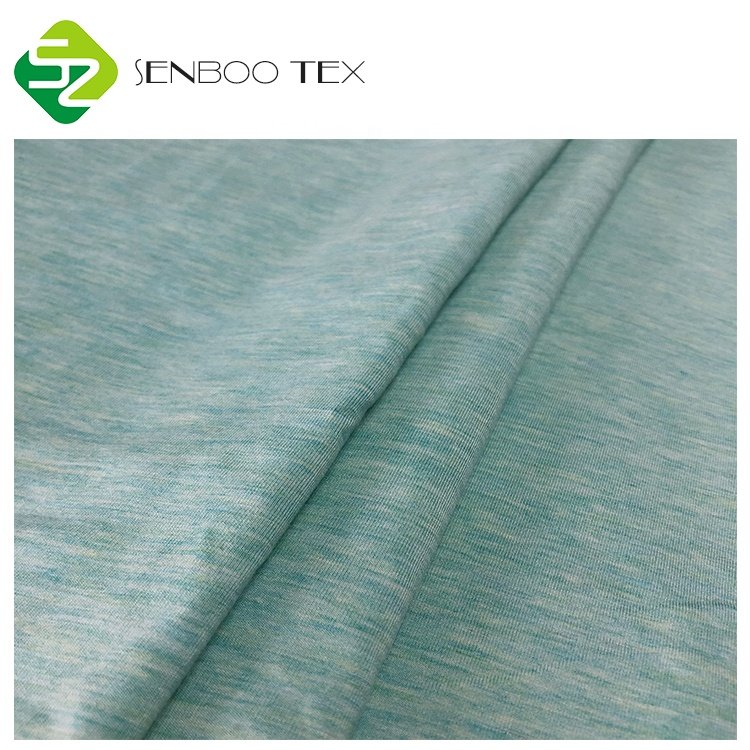 OEKO tex 100 Certificated Knitted 95% bamboo Fiber fabric 5% Spandex Melange Bule Color For Baby Wear