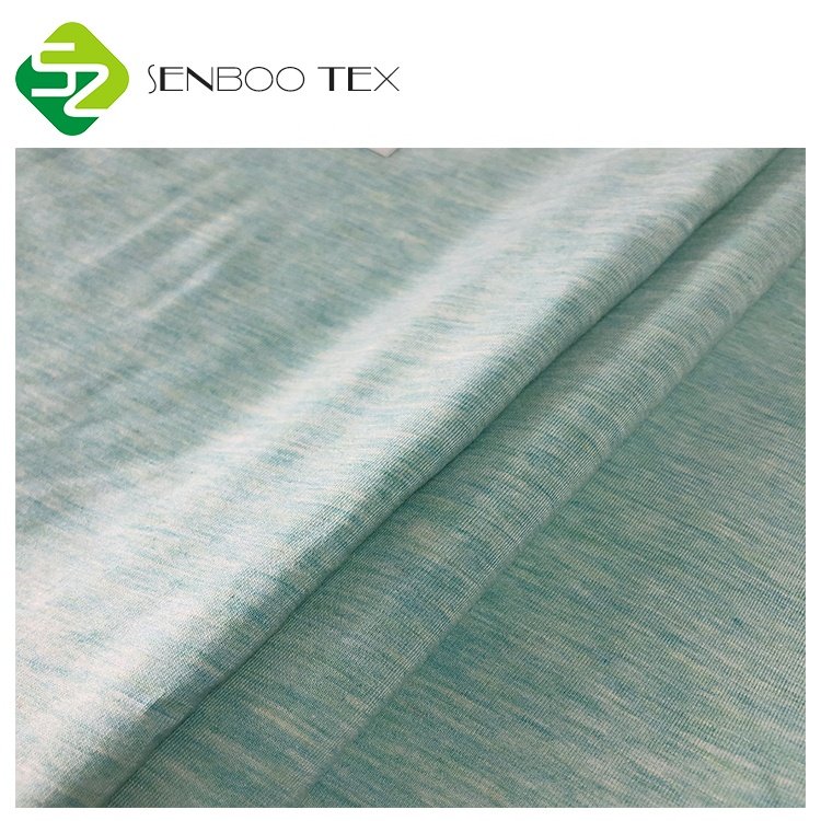 OEKO tex 100 Certificated Knitted 95% bamboo Fiber fabric 5% Spandex Melange Bule Color For Baby Wear