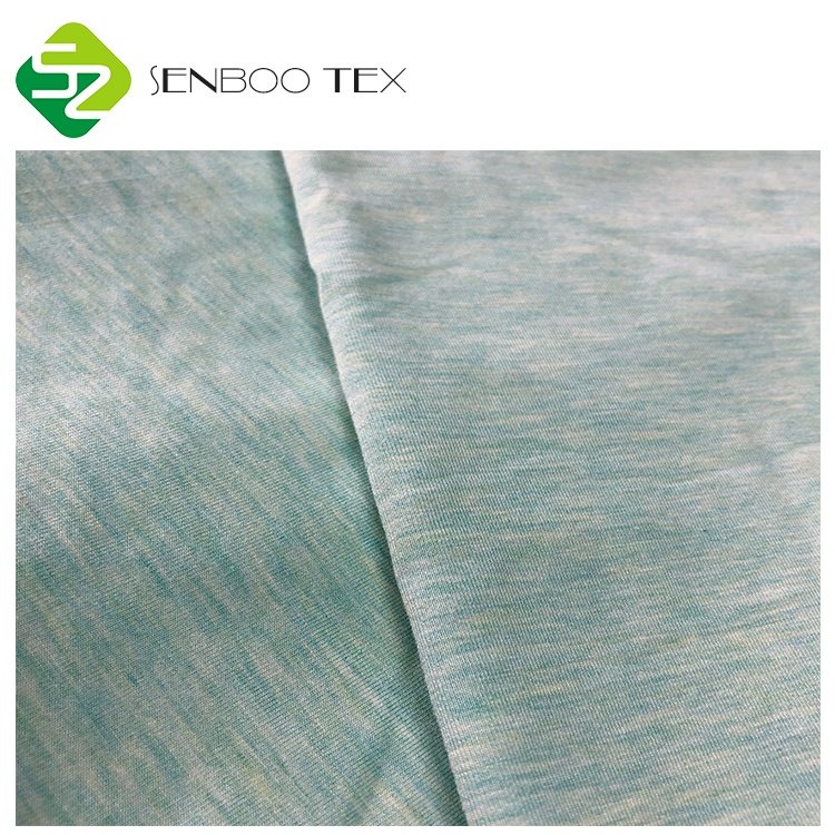 OEKO tex 100 Certificated Knitted 95% bamboo Fiber fabric 5% Spandex Melange Bule Color For Baby Wear