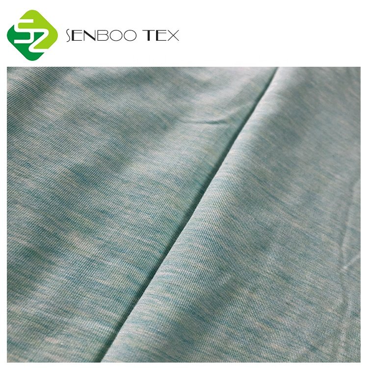 OEKO tex 100 Certificated Knitted 95% bamboo Fiber fabric 5% Spandex Melange Bule Color For Baby Wear